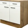 Flex Well Unterschrank mit Schublade und Drehtür Vintea BxTxH 80 x 60 x 85 cm magnolienweiss matt zerlegt Anschlag links rechts 00011644