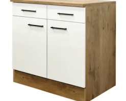 Flex Well Unterschrank mit Schublade und Drehtür Vintea BxTxH 80 x 60 x 85 cm magnolienweiss matt zerlegt Anschlag links rechts 00011644