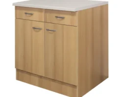 Flex Well Unterschrank mit Schublade und Drehtür Nano BxTxH 80 x 60 x 85 cm buche matt zerlegt Anschlag links rechts 00006882