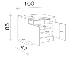 Flex Well Unterschrank mit Schublade und Drehtür Speed BxTxH 100 x 50 x 85 cm weiß matt zerlegt Anschlag links rechts 00005347