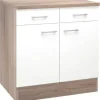 Flex Well Unterschrank mit Schublade und Drehtür Samoa BxTxH 80 x 60 x 85 cm weiß matt zerlegt Anschlag links rechts 00007607