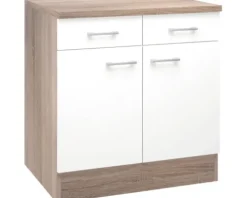 Flex Well Unterschrank mit Schublade und Drehtür Samoa BxTxH 80 x 60 x 85 cm weiß matt zerlegt Anschlag links rechts 00007607