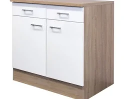 Flex Well Unterschrank mit Schublade und Drehtür Samoa BxTxH 80 x 60 x 85 cm weiß matt zerlegt Anschlag links rechts 00007607