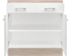 Flex Well Unterschrank mit Schublade und Drehtür Samoa BxTxH 80 x 60 x 85 cm weiß matt zerlegt Anschlag links rechts 00007607