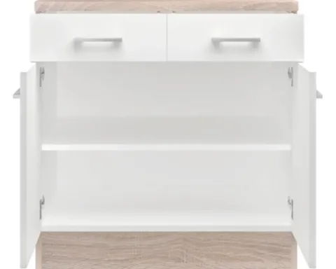 Flex Well Unterschrank mit Schublade und Drehtür Samoa BxTxH 80 x 60 x 85 cm weiß matt zerlegt Anschlag links rechts 00007607