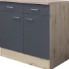 Flex Well Unterschrank mit Schublade und Drehtür Tiago BxTxH 80 x 60 x 85 cm basaltgrau matt zerlegt Anschlag links rechts 00011690