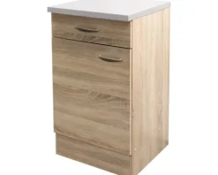 Flex Well Unterschrank mit Schublade und Drehtür Oslo BxTxH 50 x 50 x 85 cm sonoma eiche matt zerlegt Anschlag reversibel 00010511