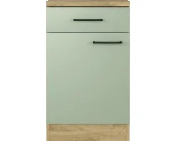 Flex Well Unterschrank mit Schublade und Drehtür Cara BxTxH 50 x 60 x 85 cm grün matt zerlegt Anschlag reversibel 00012472