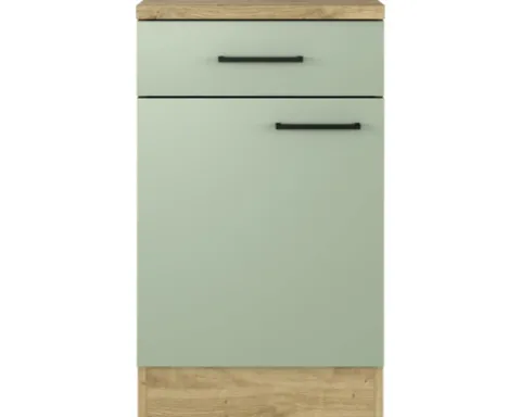 Flex Well Unterschrank mit Schublade und Drehtür Cara BxTxH 50 x 60 x 85 cm grün matt zerlegt Anschlag reversibel 00012472