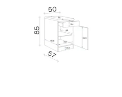 Flex Well Unterschrank mit Schublade und Drehtür Cara BxTxH 50 x 60 x 85 cm grün matt zerlegt Anschlag reversibel 00012472