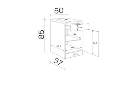 Flex Well Unterschrank mit Schublade und Drehtür Cara BxTxH 50 x 60 x 85 cm grün matt zerlegt Anschlag reversibel 00012472