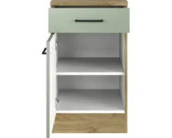 Flex Well Unterschrank mit Schublade und Drehtür Cara BxTxH 50 x 60 x 85 cm grün matt zerlegt Anschlag reversibel 00012472