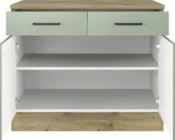 Flex Well Unterschrank mit Schublade und Drehtür Cara BxTxH 100 x 60 x 85 cm grün matt zerlegt 00012474