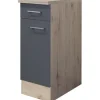 Flex Well Unterschrank mit Schublade und Drehtür Tiago BxTxH 30 x 60 x 85 cm basaltgrau matt zerlegt Anschlag reversibel 00011686
