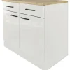 Flex Well Unterschrank mit Schublade und Drehtür Lund BxTxH 100 x 60 x 85 cm lichtgrau glänzend zerlegt Anschlag reversibel 00012208