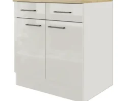 Flex Well Unterschrank mit Schublade und Drehtür Lund BxTxH 100 x 60 x 85 cm lichtgrau glänzend zerlegt Anschlag reversibel 00012208