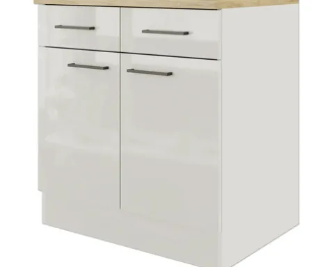Flex Well Unterschrank mit Schublade und Drehtür Lund BxTxH 100 x 60 x 85 cm lichtgrau glänzend zerlegt Anschlag reversibel 00012208