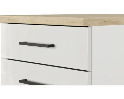 Flex Well Unterschrank mit Schublade und Drehtür Lund BxTxH 100 x 60 x 85 cm lichtgrau glänzend zerlegt Anschlag reversibel 00012208