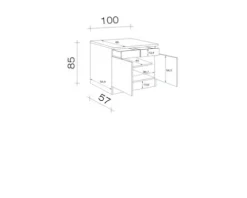 Flex Well Unterschrank mit Schublade und Drehtür Lund BxTxH 100 x 60 x 85 cm lichtgrau glänzend zerlegt Anschlag reversibel 00012208