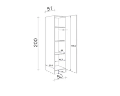 Flex Well Vorratsschrank Santo BxTxH 50 x 57 x 200 cm anthrazit matt zerlegt Anschlag reversibel 00011005
