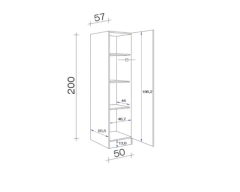 Flex Well Vorratsschrank Santo BxTxH 50 x 57 x 200 cm anthrazit matt zerlegt Anschlag reversibel 00011005