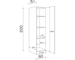 Flex Well Vorratsschrank Vintea BxTxH 50 x 57 x 200 cm magnolienweiss matt zerlegt Anschlag reversibel 00011628