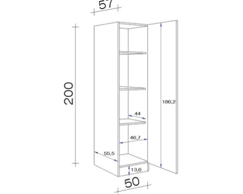 Flex Well Vorratsschrank Vintea BxTxH 50 x 57 x 200 cm magnolienweiss matt zerlegt Anschlag reversibel 00011628