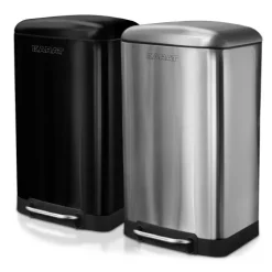 FLOORDIREKT Mülleimer Cubo - aus Edelstahl - Treteimer - mit Absenkautomatik - 30 Liter - Schwarz