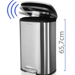 FLOORDIREKT Mülleimer Dustin - aus Edelstahl - Absenkautomatik - 50 L