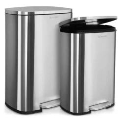 FLOORDIREKT Mülleimer Dustin - aus Edelstahl - Absenkautomatik - 30 L
