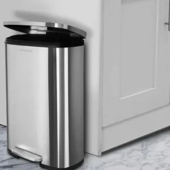 FLOORDIREKT Mülleimer Dustin - aus Edelstahl - Absenkautomatik - 30 L