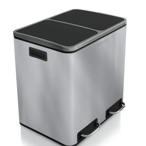 FLOORDIREKT Mülleimer Felix - aus Edelstahl - Trennsystem - mit Schließdämpfer - 2 x 15 Liter - Edelstahl