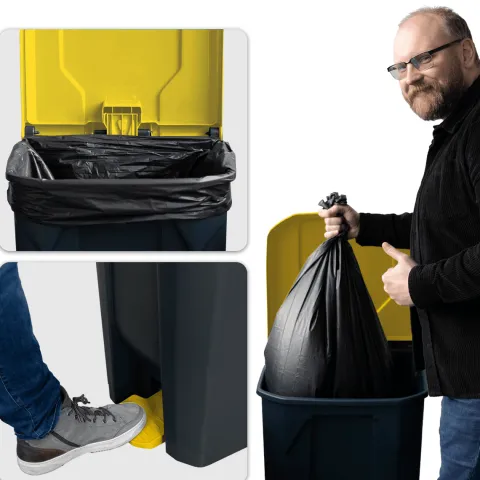 FLOORDIREKT Mülleimer Olaf Step-On Abfalleimer Tretmülleimer Universal Gelb 80 Liter