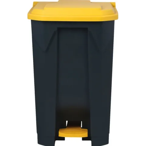 FLOORDIREKT Mülleimer Olaf Step-On Abfalleimer Tretmülleimer Universal Gelb 80 Liter