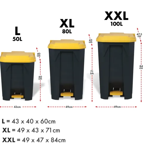 FLOORDIREKT Mülleimer Olaf Step-On Abfalleimer Tretmülleimer Universal Gelb 80 Liter