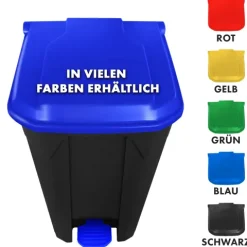 FLOORDIREKT Mülleimer Olaf Step-On Abfalleimer Tretmülleimer Universal Blau 80 Liter
