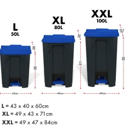 FLOORDIREKT Mülleimer Olaf Step-On Abfalleimer Tretmülleimer Universal Blau 80 Liter