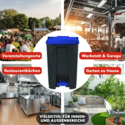 FLOORDIREKT Mülleimer Olaf Step-On Abfalleimer Tretmülleimer Universal Blau 80 Liter