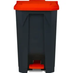 FLOORDIREKT Mülleimer Olaf Step-On Abfalleimer Tretmülleimer Universal Rot 80 Liter