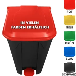 FLOORDIREKT Mülleimer Olaf Step-On Abfalleimer Tretmülleimer Universal Rot 50 Liter