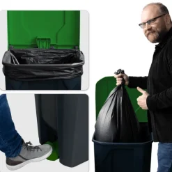 FLOORDIREKT Mülleimer Olaf Step-On Abfalleimer Tretmülleimer Universal Grün 50 Liter