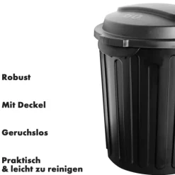 FLOORDIREKT Mülleimer Robin 60L Abfalleimer mit Deckel Geruchsdicht Hygienisch