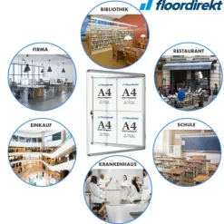 FLOORDIREKT Schaukasten Premium - Acrylglas Magnetisch Beschreibbar Alu-Rahmen - 12 x A4
