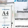 FLOORDIREKT Schaukasten Premium - Acrylglas Magnetisch Beschreibbar Alu-Rahmen - 4 x A4