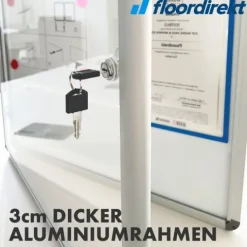 FLOORDIREKT Schaukasten Premium - Acrylglas Magnetisch Beschreibbar Alu-Rahmen - 9 x A4