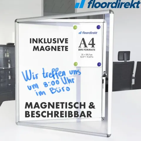 FLOORDIREKT Schaukasten Premium - Acrylglas Magnetisch Beschreibbar Alu-Rahmen - 1 x A4