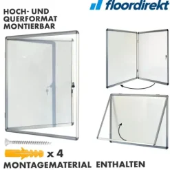 FLOORDIREKT Schaukasten Premium - Acrylglas Magnetisch Beschreibbar Alu-Rahmen - 6 x A4