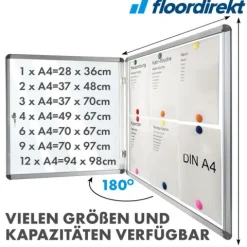 FLOORDIREKT Schaukasten Premium - Acrylglas Magnetisch Beschreibbar Alu-Rahmen - 6 x A4