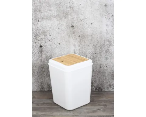 form&style Schwingdeckeleimer 7 Liter weiß/Bambus