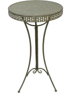 FRANK FLECHTWAREN | Hoher Gartentisch Ornamente, METALL , 56 x 56 x 107 cm